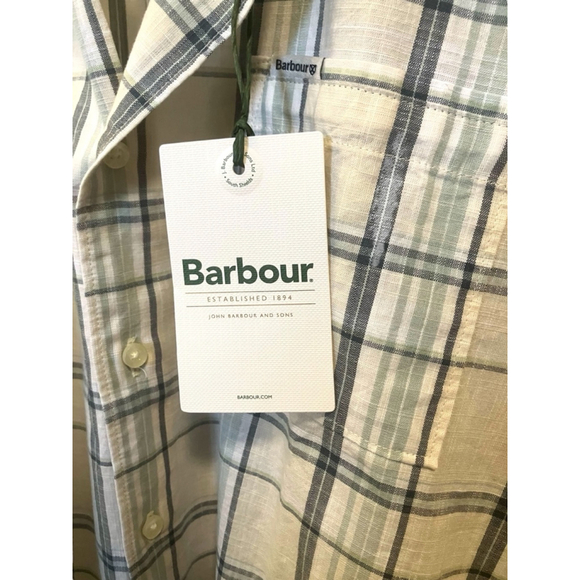 Barbour Short Sleeve Yellow Shirt Plaid Shirt Sz Small Cotton - Picture 3 of 8